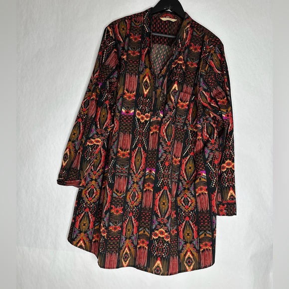 Soft Surroundings Boho Tribal Print Long Sleeve Tunic Aztec Southwestern Size 2X - Picture 3 of 12